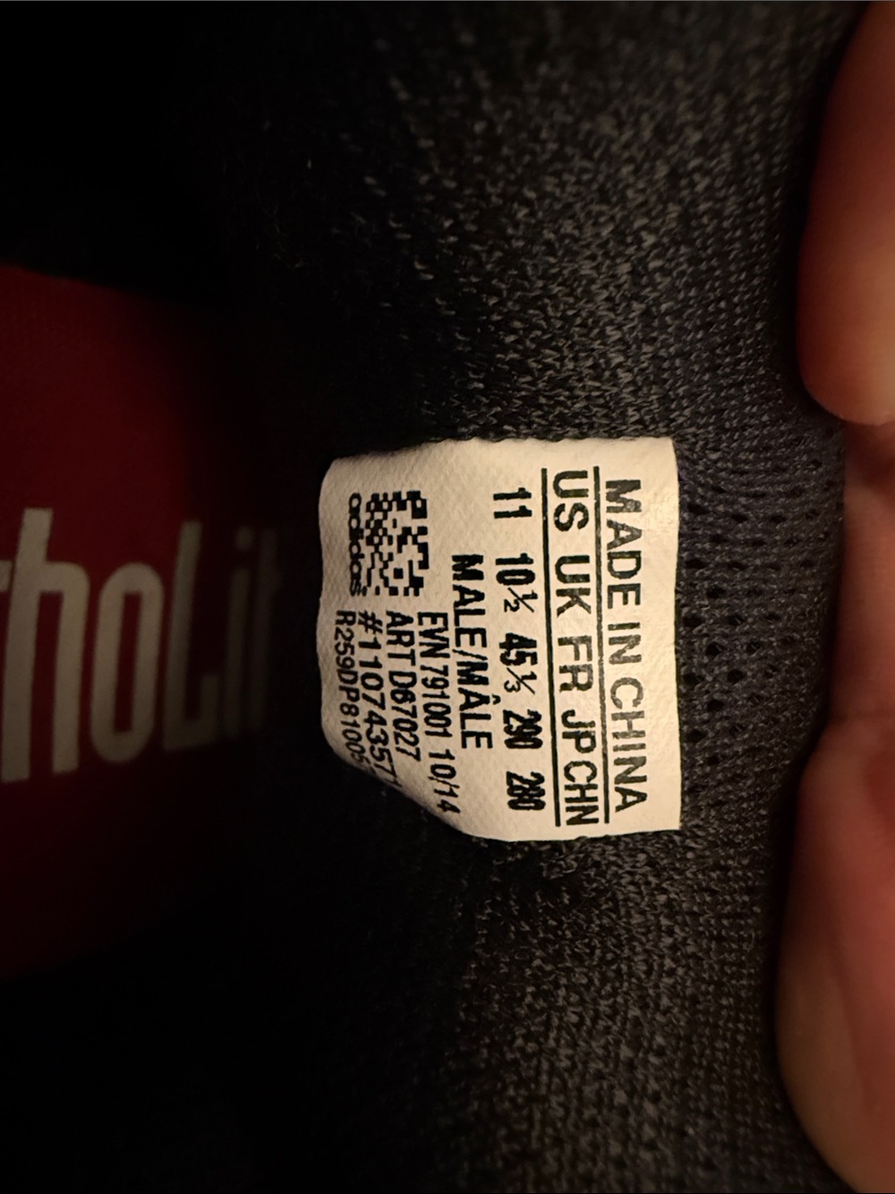 adidas Men's Black Sneakers with Red Insole Accents - Picture 4 of 5